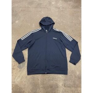 Adidas Tracksuit Mens XL L Navy Climalite 3-Stripes Full Zip Hoodie Joggers Set